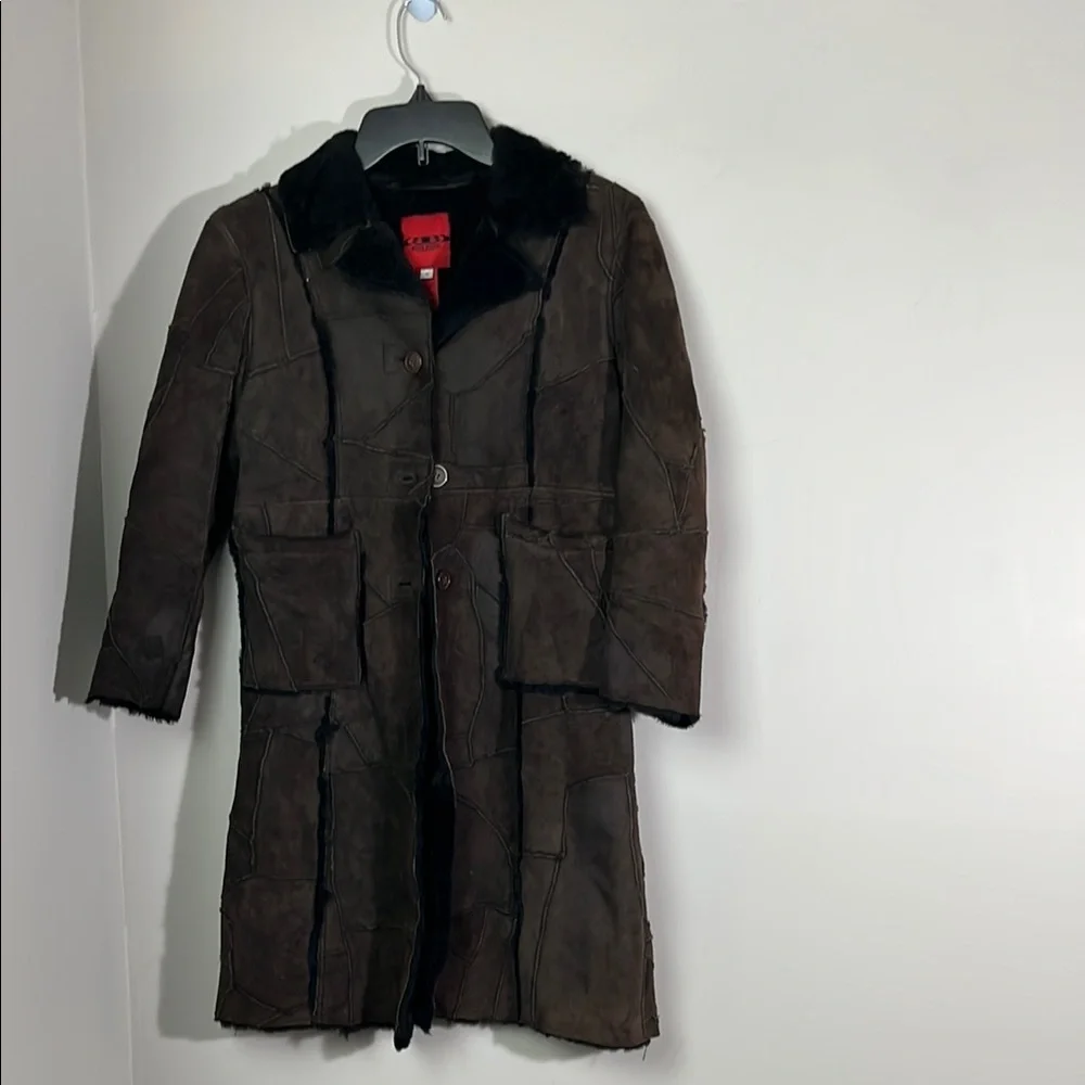 Vintage suede shearling coat
